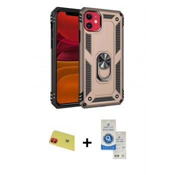 MARSİLYAN™- iPhone 11 Kılıf Ahenk Klasik Koleksiyonu - Şeffaf Royal Nano Ekran Koruyucu + Rainbow Kamera Lens Koruma Cam - KI
