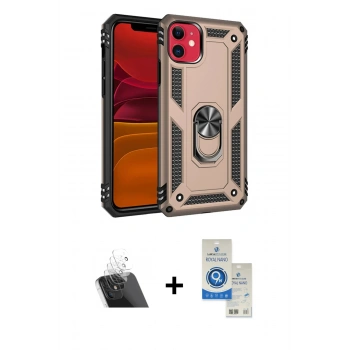 MARSİLYAN™- iPhone 11 Kılıf Ahenk Klasik Koleksiyonu - Şeffaf Royal Nano Ekran Koruyucu + Kamera Lens Koruma Cam - SF