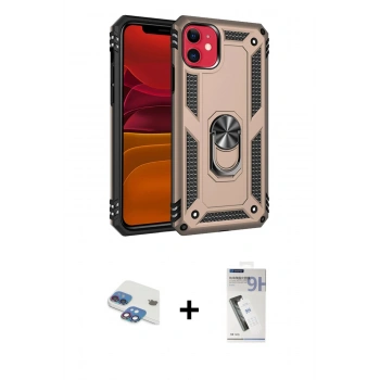 MARSİLYAN™- iPhone 11 Kılıf Ahenk Klasik Koleksiyonu - Şeffaf Uv Polymer Nano Ekran Koruyucu + Pers Alüminyum Kamera Lens - GI