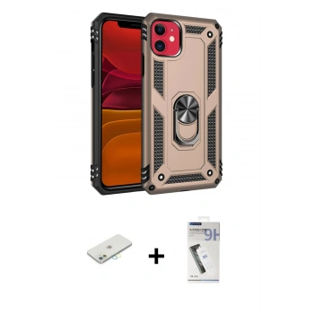 MARSİLYAN™- iPhone 11 Kılıf Ahenk Klasik Koleksiyonu - Şeffaf Uv Polymer Nano Ekran Koruyucu + Renkli Kamera Lens Koruma Cam - SI