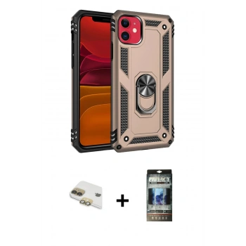 MARSİLYAN™- iPhone 11 Kılıf Ahenk Klasik Koleksiyonu - Siyah 34D Hayalet Izgaralı Cam + Pers Alüminyum Kamera Lens - GD