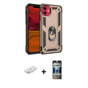 MARSİLYAN™- iPhone 11 Kılıf Ahenk Klasik Koleksiyonu - Siyah 34D Hayalet Izgaralı Cam + Renkli Kamera Lens Koruma Cam - YL