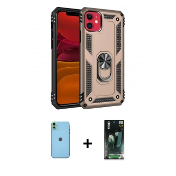 MARSİLYAN™- iPhone 11 Kılıf Ahenk Klasik Koleksiyonu - Siyah 360 Mat Full Body Arka Koruyucu + Neon Fosforlu Kamera Lens - YL