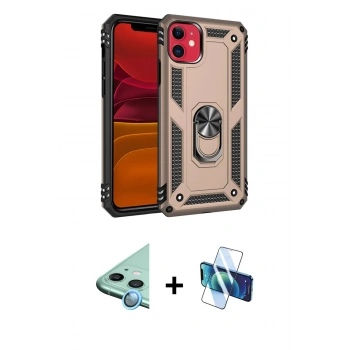 MARSİLYAN™- iPhone 11 Kılıf Ahenk Klasik Koleksiyonu - Siyah 3D Antistatik Cam Ekran Koruyucu + Raze Metal Kamera Lens - MI