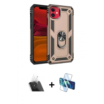 MARSİLYAN™- iPhone 11 Kılıf Ahenk Klasik Koleksiyonu - Siyah 3D Antistatik Cam Ekran Koruyucu + Kamera Lens Koruma Cam - SF