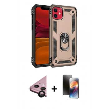 MARSİLYAN™- iPhone 11 Kılıf Ahenk Klasik Koleksiyonu - Siyah 3D Antistatik Mat Seramik Nano Ekran Koruyucu + Raze Metal Kamera Lens - SH
