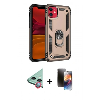 MARSİLYAN™- iPhone 11 Kılıf Ahenk Klasik Koleksiyonu - Siyah 3D Antistatik Mat Seramik Nano Ekran Koruyucu + Raze Metal Kamera Lens - KI