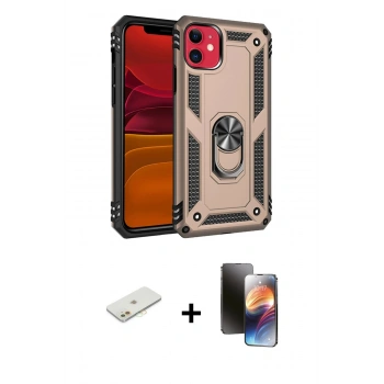 MARSİLYAN™- iPhone 11 Kılıf Ahenk Klasik Koleksiyonu - Siyah 3D Antistatik Mat Seramik Nano Ekran Koruyucu + Renkli Kamera Lens Koruma Cam - TU