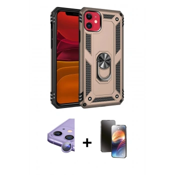 MARSİLYAN™- iPhone 11 Kılıf Ahenk Klasik Koleksiyonu - Siyah 3D Antistatik Mat Seramik Nano Ekran Koruyucu + Raze Metal Kamera Lens - MR