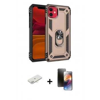 MARSİLYAN™- iPhone 11 Kılıf Ahenk Klasik Koleksiyonu - Siyah 3D Antistatik Mat Seramik Nano Ekran Koruyucu + Renkli Kamera Lens Koruma Cam - YL