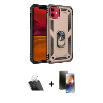 MARSİLYAN™- iPhone 11 Kılıf Ahenk Klasik Koleksiyonu - Siyah 3D Antistatik Mat Seramik Nano Ekran Koruyucu + Kamera Lens Koruma Cam - SF