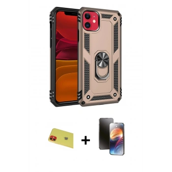 MARSİLYAN™- iPhone 11 Kılıf Ahenk Klasik Koleksiyonu - Siyah 3D Antistatik Mat Seramik Nano Ekran Koruyucu + Rainbow Kamera Lens Koruma Cam - KI