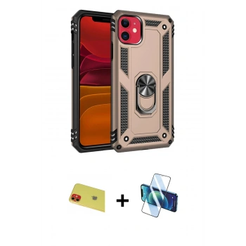 MARSİLYAN™- iPhone 11 Kılıf Ahenk Klasik Koleksiyonu - Siyah 3D Antistatik Seramik Nano Ekran Koruyucu + Rainbow Kamera Lens Koruma Cam - KI