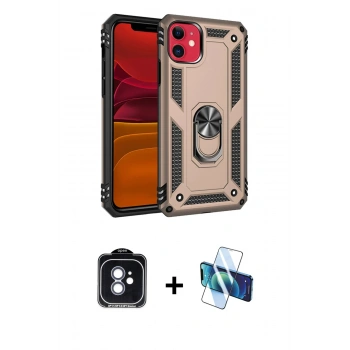 MARSİLYAN™- iPhone 11 Kılıf Ahenk Klasik Koleksiyonu - Siyah 3D Antistatik Seramik Nano Ekran Koruyucu + PVD Metal Kamera Lens - MI