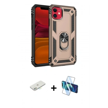 MARSİLYAN™- iPhone 11 Kılıf Ahenk Klasik Koleksiyonu - Siyah 3D Antistatik Seramik Nano Ekran Koruyucu + Renkli Kamera Lens Koruma Cam - SI
