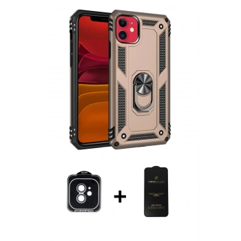 MARSİLYAN™- iPhone 11 Kılıf Ahenk Klasik Koleksiyonu - Siyah 6D Antistatik Mat Seramik Hayalet Nano Ekran Koruyucu + PVD Metal Kamera Lens - YL