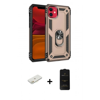 MARSİLYAN™- iPhone 11 Kılıf Ahenk Klasik Koleksiyonu - Siyah 6D Antistatik Mat Seramik Hayalet Nano Ekran Koruyucu + Renkli Kamera Lens Koruma Cam - TU
