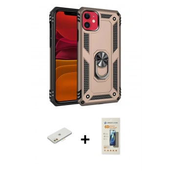 MARSİLYAN™- iPhone 11 Kılıf Ahenk Klasik Koleksiyonu - Siyah 6D Mat Seramik Hayalet Nano Ekran Koruyucu + Renkli Kamera Lens Koruma Cam - TU
