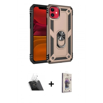 MARSİLYAN™- iPhone 11 Kılıf Ahenk Klasik Koleksiyonu - Siyah Bilvis 3D Cam Ekran Koruyucu + Kamera Lens Koruma Cam - SF