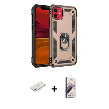 MARSİLYAN™- iPhone 11 Kılıf Ahenk Klasik Koleksiyonu - Siyah Bilvis 3D Mat Cam Ekran Koruyucu + Renkli Kamera Lens Koruma Cam - SI