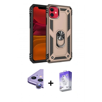 MARSİLYAN™- iPhone 11 Kılıf Ahenk Klasik Koleksiyonu - Siyah Bilvis 5in1 3D Magic Cam Ekran Koruyucu + Raze Metal Kamera Lens - MR