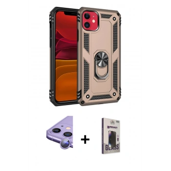 MARSİLYAN™- iPhone 11 Kılıf Ahenk Klasik Koleksiyonu - Siyah Bilvis Hayalet Cam Ekran Koruyucu + Raze Metal Kamera Lens - MR