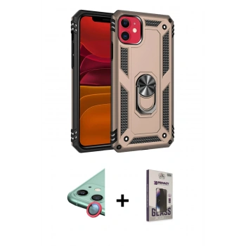 MARSİLYAN™- iPhone 11 Kılıf Ahenk Klasik Koleksiyonu - Siyah Bilvis Hayalet Cam Ekran Koruyucu + Raze Metal Kamera Lens - KI