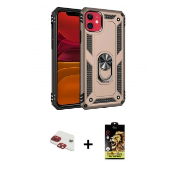 MARSİLYAN™- iPhone 11 Kılıf Ahenk Klasik Koleksiyonu - Siyah Buffer Cam Ekran Koruyucu + Pers Alüminyum Kamera Lens - KI