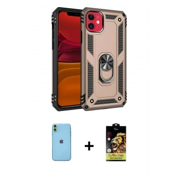 MARSİLYAN™- iPhone 11 Kılıf Ahenk Klasik Koleksiyonu - Siyah Buffer Cam Ekran Koruyucu + Neon Fosforlu Kamera Lens - YL