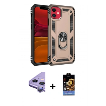 MARSİLYAN™- iPhone 11 Kılıf Ahenk Klasik Koleksiyonu - Siyah Buffer Hayalet Cam Ekran Koruyucu + Raze Metal Kamera Lens - MR