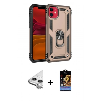 MARSİLYAN™- iPhone 11 Kılıf Ahenk Klasik Koleksiyonu - Siyah Buffer Hayalet Cam Ekran Koruyucu + Raze Metal Kamera Lens - GS