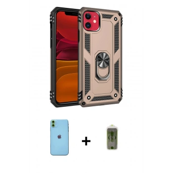 MARSİLYAN™- iPhone 11 Kılıf Ahenk Klasik Koleksiyonu - Siyah Joko Magic 5D Hayalet Cam + Neon Fosforlu Kamera Lens - YL