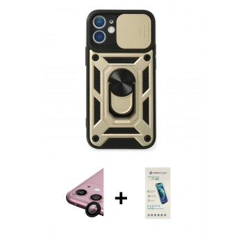 MARSİLYAN™- iPhone 11 Kılıf Ahenk Klasik - Şeffaf Pasifik Cam Ekran Koruyucu + Raze Metal Kamera Lens - SH