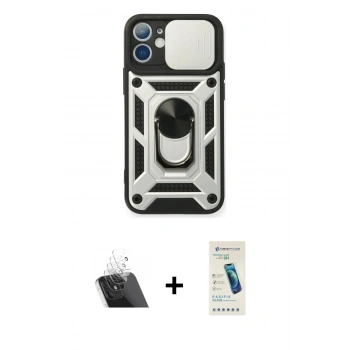 MARSİLYAN™- iPhone 11 Kılıf Ahenk Klasik - Şeffaf Pasifik Cam Ekran Koruyucu + Kamera Lens Koruma Cam - SF