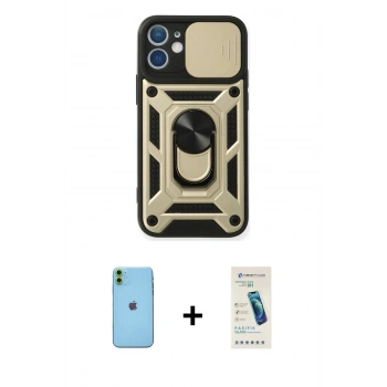 MARSİLYAN™- iPhone 11 Kılıf Ahenk Klasik - Şeffaf Pasifik Cam Ekran Koruyucu + Neon Fosforlu Kamera Lens - YL