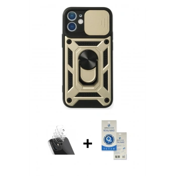 MARSİLYAN™- iPhone 11 Kılıf Ahenk Klasik - Şeffaf Royal Nano Ekran Koruyucu + Kamera Lens Koruma Cam - SF