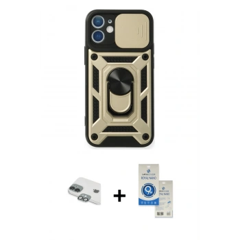 MARSİLYAN™- iPhone 11 Kılıf Ahenk Klasik - Şeffaf Royal Nano Ekran Koruyucu + Pers Alüminyum Kamera Lens - YL