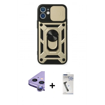 MARSİLYAN™- iPhone 11 Kılıf Ahenk Klasik - Şeffaf Uv Polymer Nano Ekran Koruyucu + Raze Metal Kamera Lens - MR