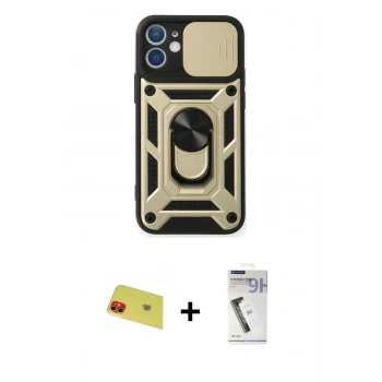 MARSİLYAN™- iPhone 11 Kılıf Ahenk Klasik - Şeffaf Uv Polymer Nano Ekran Koruyucu + Rainbow Kamera Lens Koruma Cam - KI