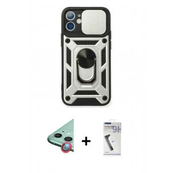 MARSİLYAN™- iPhone 11 Kılıf Ahenk Klasik - Şeffaf Uv Polymer Nano Ekran Koruyucu + Raze Metal Kamera Lens - KI