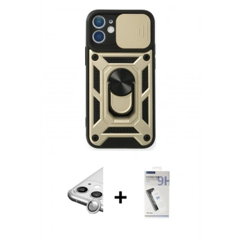 MARSİLYAN™- iPhone 11 Kılıf Ahenk Klasik - Şeffaf Uv Polymer Nano Ekran Koruyucu + Raze Metal Kamera Lens - GS