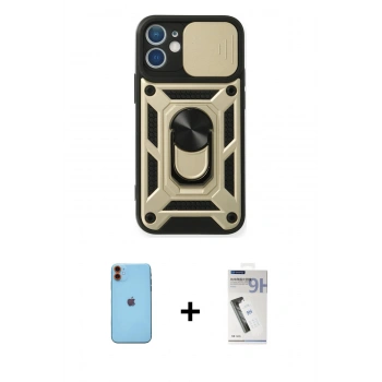 MARSİLYAN™- iPhone 11 Kılıf Ahenk Klasik - Şeffaf Uv Polymer Nano Ekran Koruyucu + Neon Fosforlu Kamera Lens - TU