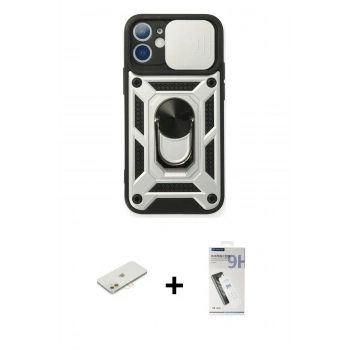MARSİLYAN™- iPhone 11 Kılıf Ahenk Klasik - Şeffaf Uv Polymer Nano Ekran Koruyucu + Renkli Kamera Lens Koruma Cam - TU