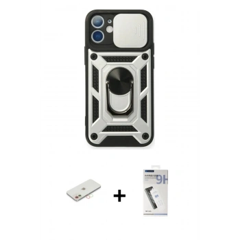 MARSİLYAN™- iPhone 11 Kılıf Ahenk Klasik - Şeffaf Uv Polymer Nano Ekran Koruyucu + Renkli Kamera Lens Koruma Cam - YL