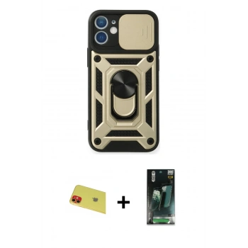 MARSİLYAN™- iPhone 11 Kılıf Ahenk Klasik - Siyah 360 Mat Full Body Arka Koruyucu + Rainbow Kamera Lens Koruma Cam - KI