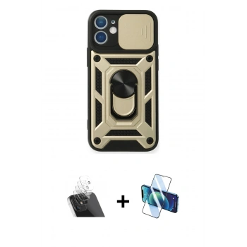 MARSİLYAN™- iPhone 11 Kılıf Ahenk Klasik - Siyah 3D Antistatik Cam Ekran Koruyucu + Kamera Lens Koruma Cam - SF