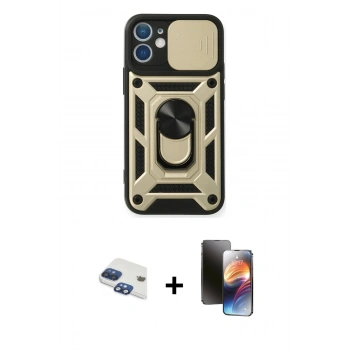MARSİLYAN™- iPhone 11 Kılıf Ahenk Klasik - Siyah 3D Antistatik Mat Seramik Nano Ekran Koruyucu + Pers Alüminyum Kamera Lens - LT