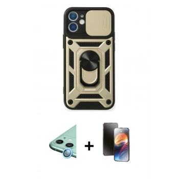 MARSİLYAN™- iPhone 11 Kılıf Ahenk Klasik - Siyah 3D Antistatik Mat Seramik Nano Ekran Koruyucu + Raze Metal Kamera Lens - MI