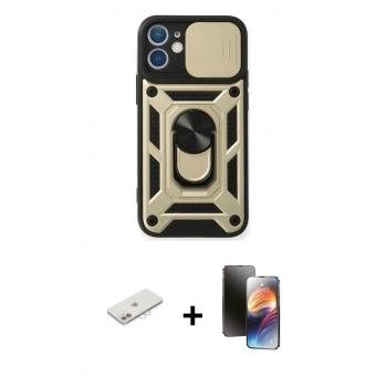 MARSİLYAN™- iPhone 11 Kılıf Ahenk Klasik - Siyah 3D Antistatik Mat Seramik Nano Ekran Koruyucu + Renkli Kamera Lens Koruma Cam - PE