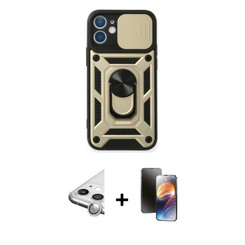 MARSİLYAN™- iPhone 11 Kılıf Ahenk Klasik - Siyah 3D Antistatik Mat Seramik Nano Ekran Koruyucu + Raze Metal Kamera Lens - GS